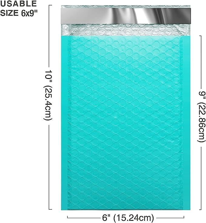 METRONIC Bubble Mailers 6x10" Padded Envelopes Teal 300 Pack Waterproof - Image 2