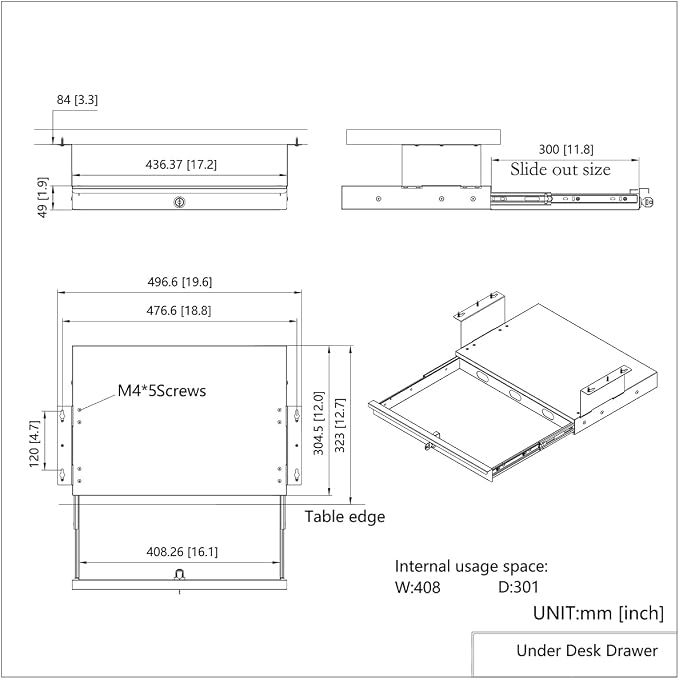 17-inch-wide Lockable Under-Desk Pull-Out Drawer | 1.9“ High Office Storage Organizer with Cable Management for Standing Desks with a Crossbar less than 3.2" High, 12 Inch Deep - Image 2