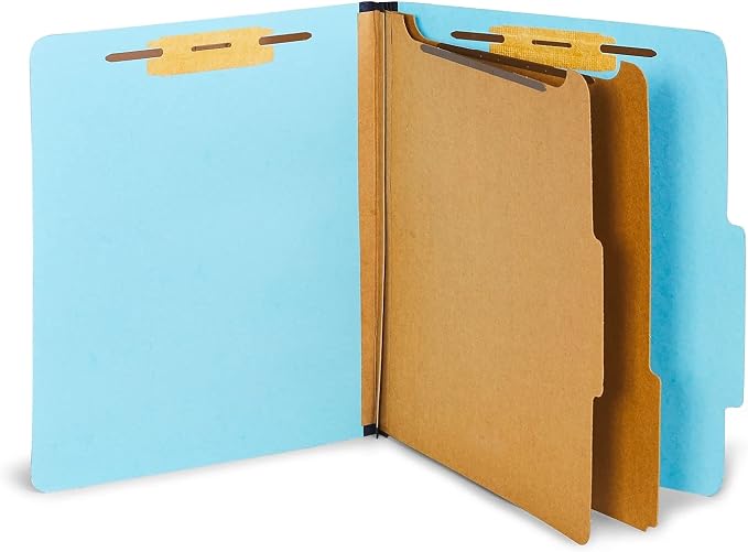 Staples Recycled Classification Folder, Letter Size, 2 Partitions, Blue Pressboard, Durable Construction, 20/Box by Staples