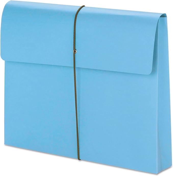 Smead Colored Expanding File Wallet with Flap and Cord Closure, 2" Expansion, Letter Size, Blue, 10 per Box (77203) by SMEAD