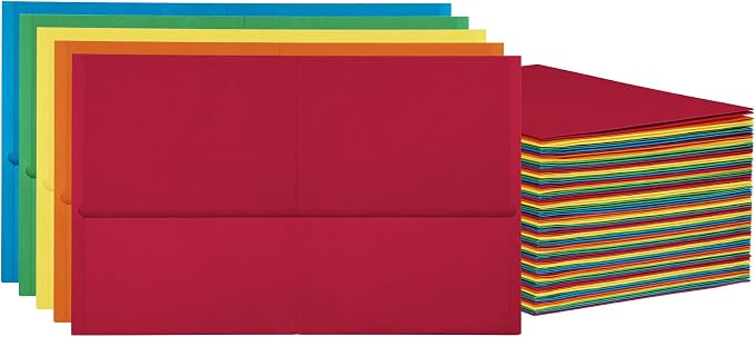 Oxford 2 Pocket Folders, Mega Box of 125, Textured Paper Folders, Assorted Colors (Light Blue, Green, Yellow, Orange, and Red), Letter Size (57541)" by Oxford