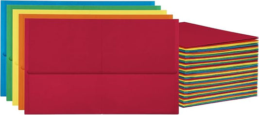 Oxford 2 Pocket Folders, Mega Box of 125, Textured Paper Folders, Assorted Colors (Light Blue, Green, Yellow, Orange, and Red), Letter Size (57541)" by Oxford