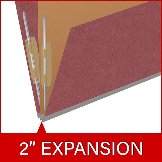 25 Pt. Pressboard Classification Folders, 2/5 Cut ROC Top Tab, Letter Size, 1 Pocket Divider, Dark Red (Box of 10) - Image 7