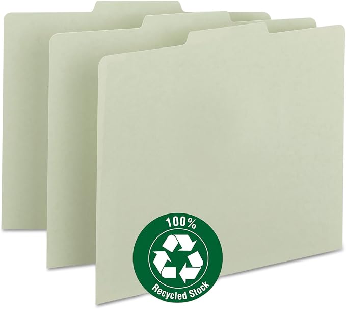 Smead Pressboard Guides, 1/3-Cut Tab (Blank), Letter Size, Gray/Green, 100 per Box (50334) by SMEAD