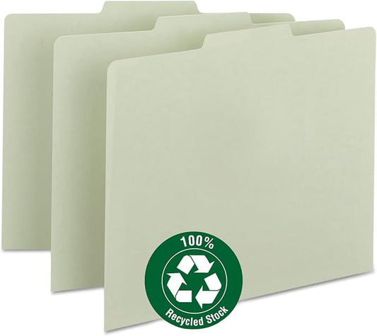 Smead Pressboard Guides, 1/3-Cut Tab (Blank), Letter Size, Gray/Green, 100 per Box (50334) by SMEAD