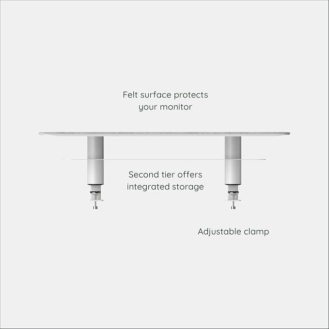 Branch Monitor Stand, Small Monitor Riser Second Tier Storage | Elegant, Durable Powder-Coated Steel Stand with Soft Felt Liner, White - Image 3