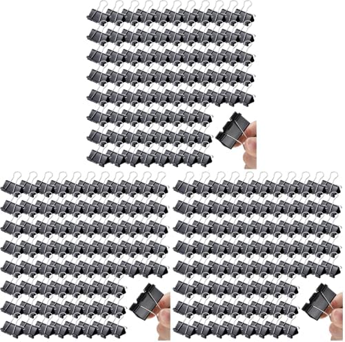 Yexiya 300 Pcs Medium Binder Clips Sturdy 1.25 Inch Black Paper Med Clips Office Supplies Paper Clamps for Office Teachers Students School Business Supplies (Pack of 3) by Yexiya