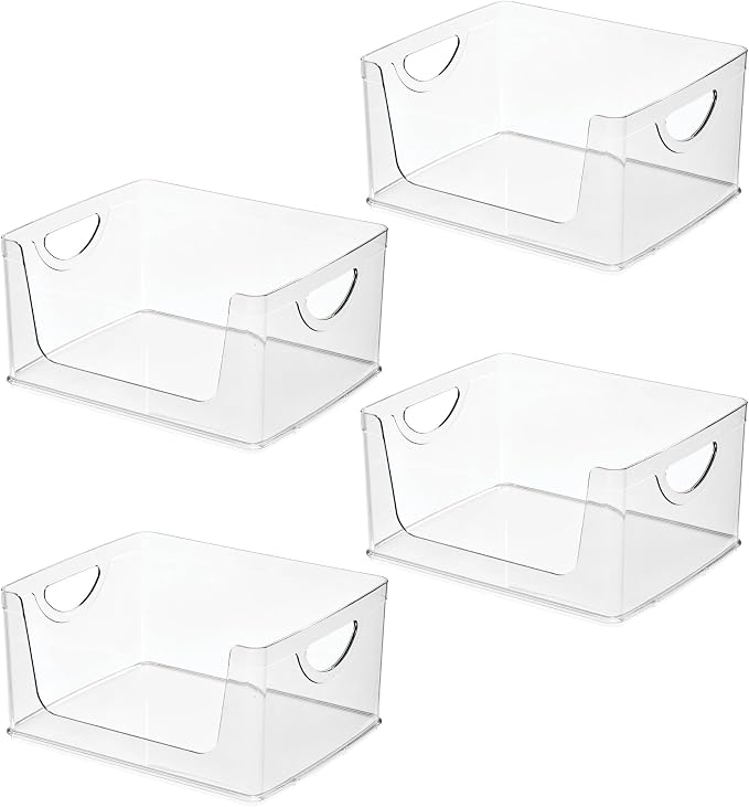iDesign Stackable Open-Front Storage Bins with Handles, Set of 4, Clear | For Kitchen and Pantry - Image 9