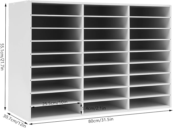 Literature Organizer, Desktop File Sorter Mail Center, Paper Storage Cabinet with 27 Slots Compartments, Classroom Mailbox for Home School Office (27 Slots White) - Image 5