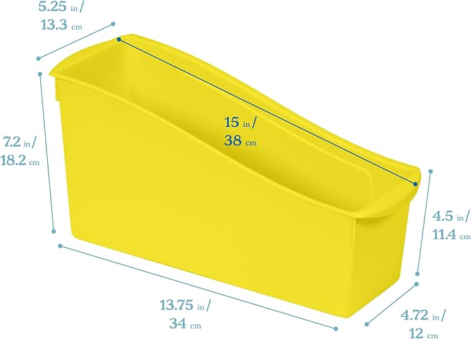 ECR4Kids Linking Plastic Storage Book Bin, Multipurpose Organization, Neon Yellow, 10-Piece - Image 2