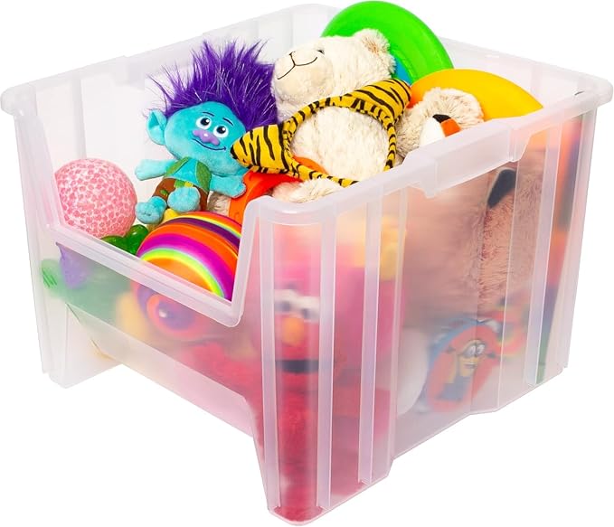 Akro-Mils 13018 Stak-N-Store Stackable Storage Bins, Heavy Duty Garage Storage Containers, Open Front Plastic Organizer for Tools, Shelves, Closet Organizer, 17-1/2" x 16-1/2" x 12-1/2", Clear, 2-Pack - Image 7