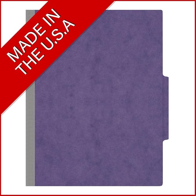 25 Pt. Pressboard Classification Folders, 2/5 Cut ROC Top Tab, Letter Size, 1 Pocket Divider, Purple (Box of 10) - Image 5