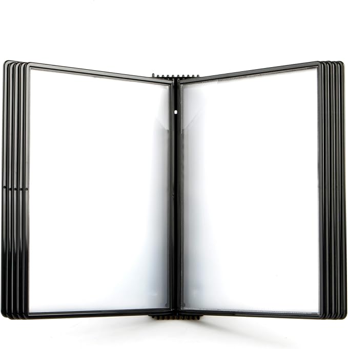 Tarifold Wall Mount Reference System, 10 Pockets, Easy-Load Design, Black | 10 Double-Sided Polypropylene Pockets, Holds 20 Letter-Size Sheets, Sturdy Wall-Mount Bracket, Quick and Easy to Install by TARIFOLD