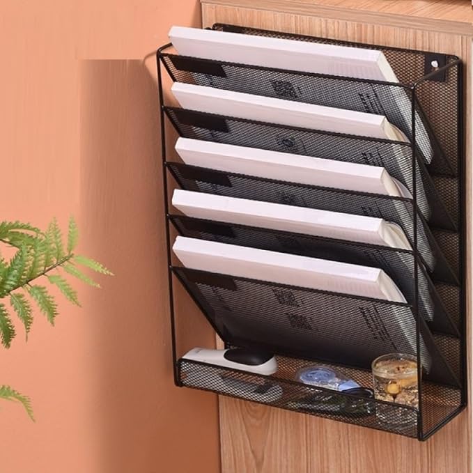 Kuntine.B 6-Tier Wall File Organizer Hanging File Organizer Cubicle Organizer Wall File Holder for Office Home, Black - Image 6