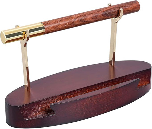 Pen Holder Desk Organizers and Accessories Desk Decor ，Exquisite Wooden Pen Holder ，with a Cool Pen and Two Refills for Office and Home (Style C)