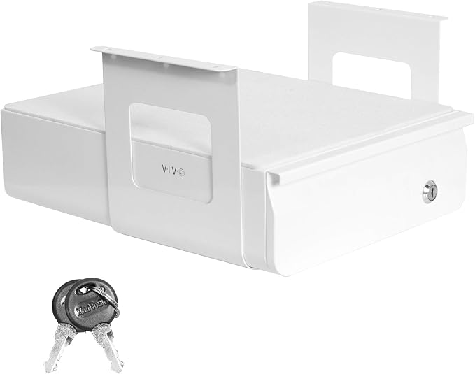 VIVO White 12 x 14 inch Under Desk Drawer, DESK-AC03L-W | Sturdy Steel Design, Secure Locking Drawer, Home Office Storage Organizer, Holds 11 lbs by Unknown