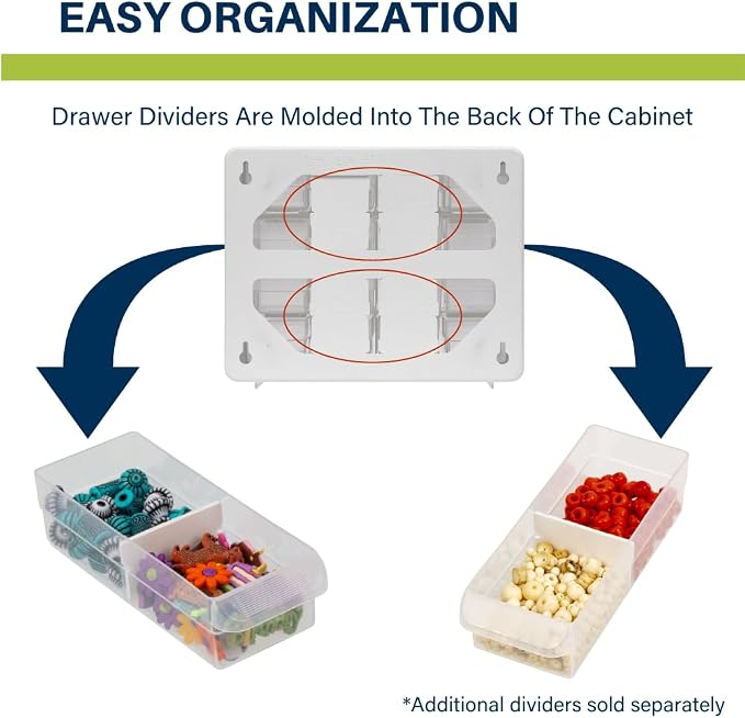 Akro-Mils 16-Drawer Plastic Drawer Storage Cabinet for Garage Organization, Beads, Makeup Organizer, Building Bricks Storage, Teacher Toolbox, 10-1/2-Inch W x 6-1/2-Inch D x 8-1/2-Inch H, 10116 White - Image 5