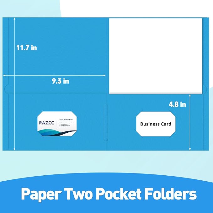 Two Pocket Folders, RAZCC 125 Pack File Folders with Pockets Fit Letter Size Paper, Thick Paper File Folder for School Office Business Home, Assorted 5 Colors - Image 2