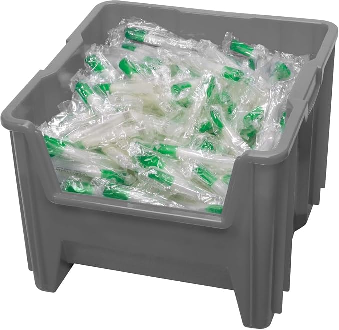 Akro-Mils 13018 Stak-N-Store Stackable Storage Bins, Heavy Duty Garage Storage Containers, Open Front Plastic Organizer for Tools, Shelves, Closet Organizer, 17-1/2" x 16-1/2" x 12-1/2", Gray, 2-Pack - Image 5