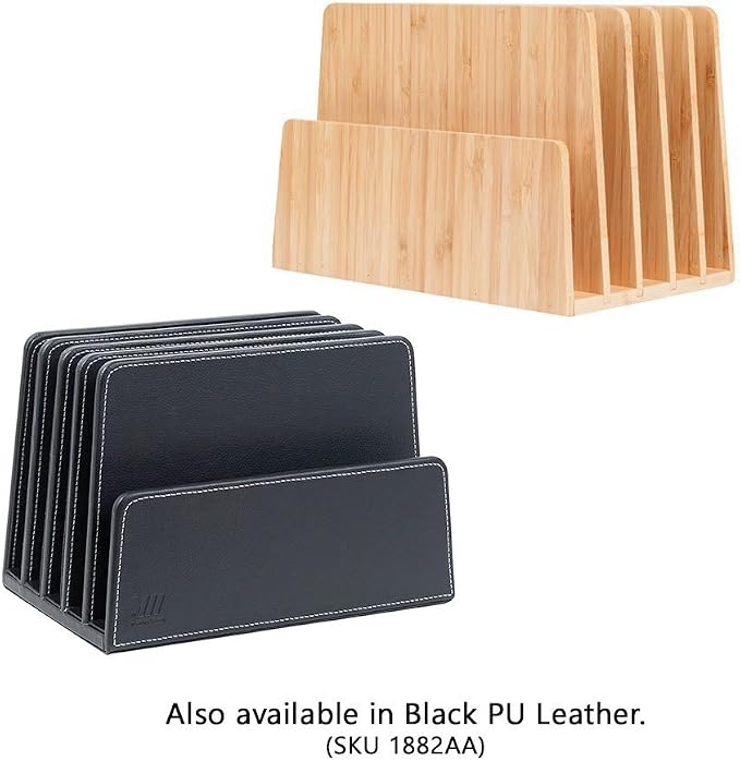 MobileVision Bamboo Desktop File Folder Organizer and Paper Tray, 5 Slots - Image 6