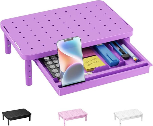 WALI Computer Monitor Stand with Storage, Monitor Riser 3 Height Adjustable | Laptop Riser with Airflow Vents, Desk Organizer for Computer, Printer, Notebook (PTT002-V), 1 Pack, Violet by WALI