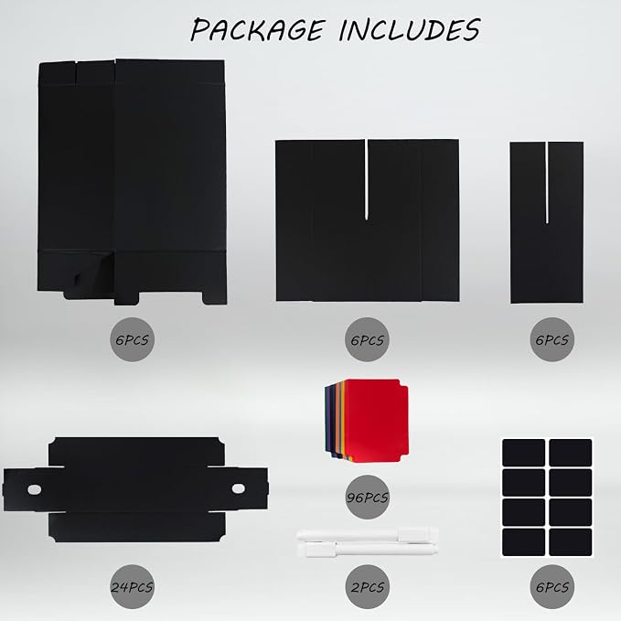 6 Sets Trading Card Storage Boxes, Includes 24-750 CT Boxes & 96 Dividers, 18000+ Trading Cards Organizer for Collectible Card Games, Sports Cards, TCG, with Labels & Pen - Image 3