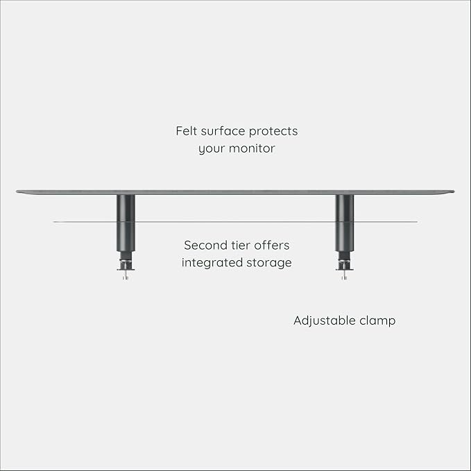 Branch Monitor Stand, Small Monitor Riser Second Tier Storage | Elegant, Durable Powder-Coated Steel Stand with Soft Felt Liner, Charcoal - Image 3