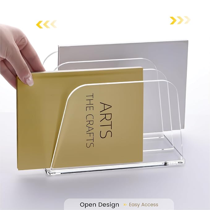 YUXUN Desk File Organizer,3-Section Vertical Clear Acrylic Desk Organizer File Holder Mail Sorter Office Organization for Office Home &Classroom（B5） - Image 6