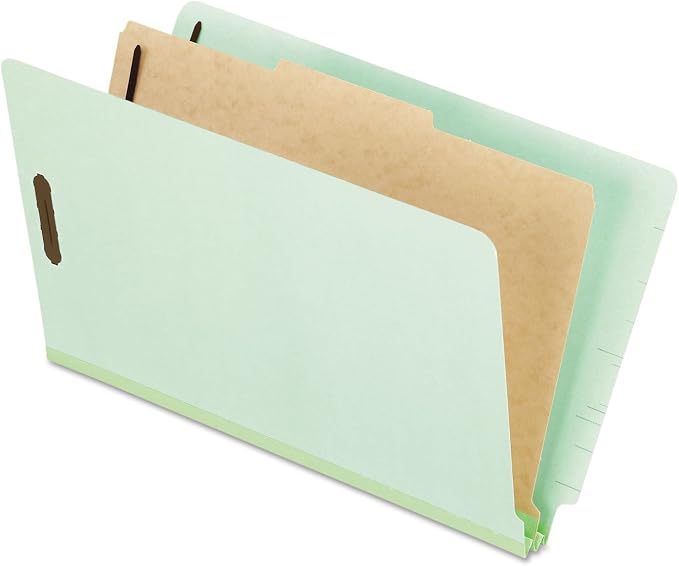 Pendaflex Pressboard End-Tab Classification Folders, Legal Size, 4 Section, 2.5" Expansion, Light Green, Straight Cut, 10/BX (23314) by TOPSProducts