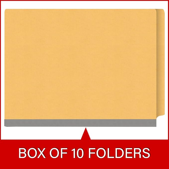 Ecom Folders Heavy Duty Top Tab Classification Folders | Letter Size 18 Pt Stock with 1 Divider | 2/5 Cut Right Position Tab for Medical, Legal and Office Documents | Yellow, Box of 10 - Image 6