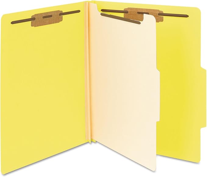 Smead Classification Folder with Prongs, 1 Divider, 2" Fasteners, Letter Size, for Documents Organization, Durable File Organizer for Home, School or Office, Yellow (13704) - Image 7