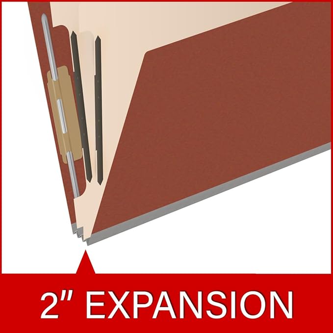 25 Pt. Pressboard Classification Folders, 2/5 Cut ROC Top Tab, Letter Size, 2 Dividers, Brick Red (Box of 10) - Image 7