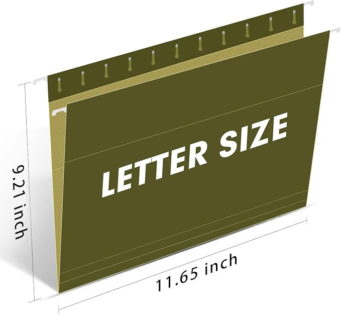 Hanging File Folders, RAZCC 60 Pack Reinforced Hanging Folders Letter Size, Designed for Bulky Files, Filing Cabinet, Adjustable Tabs, Green - Image 2