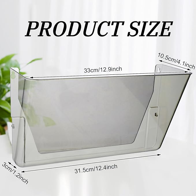 Colarr 8 Pcs Wall File Holder Organizer Plastic Wall Mount Mail Organizer with Screws Single Pocket Hanging Folder Paper Magazine Holder for Walls Office Home Classroom(Gray) - Image 2
