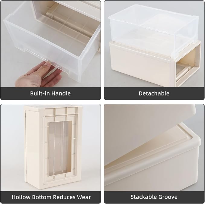 Sadstory 12 Quart Plastic Stackable Storage Desktop Drawer Unit, 4 Packs | Compact Stacking Drawers Unit for Organization - Image 4