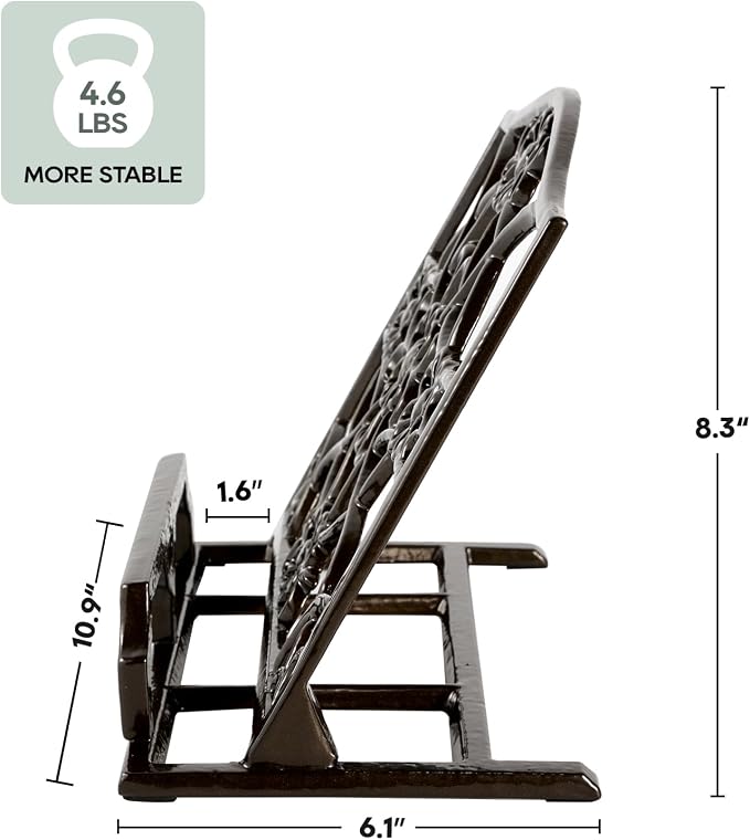 JOGREFUL Cast Iron Cookbook Stand, Kitchen Recipe Holder Latte Gold | Heavy-Duty Book Vintage Holder, Reading Rest Holder for Easel/Counter/Books/Magazine/iPad/Bible - Image 2