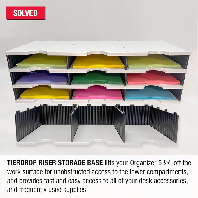 Ultimate Office TierDrop Riser Storage Base, Lifts Sorter 5 inches, 3 Slots | Unobstructed access to lower compartments; stores frequently used supplies underneath; fits top or bottom of TierDrop Sorter - Image 3