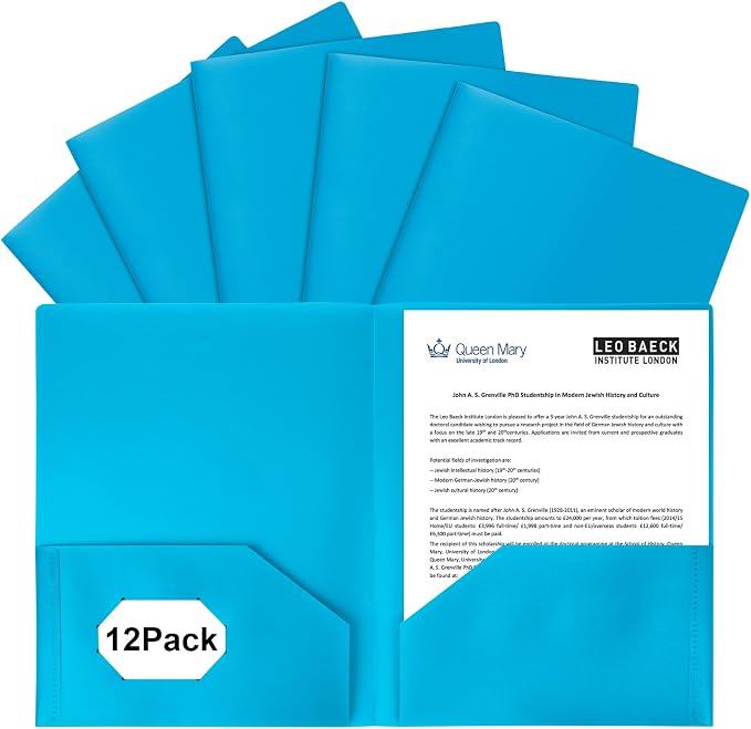 Plastic Folders with Pockets,2-Pocket Poly Folders Holds 8-1/2" x 11" Paper for School/Office/Home (Lake Blue, 12-Pack) - Image 8