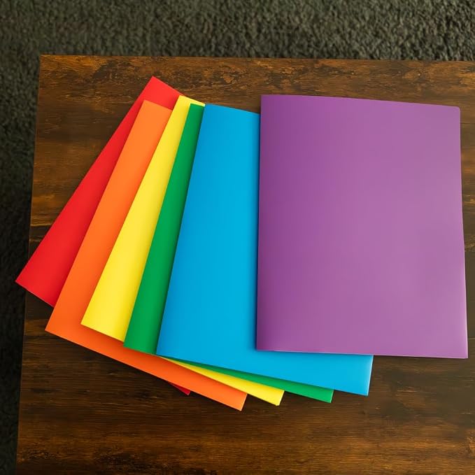 JAM PAPER Heavy Duty Plastic 2 Pocket Extra Tough School Folders - Assorted Primary Colors - Bulk 48 Folders/Box (8 Assorted Packs of 6) - Image 7