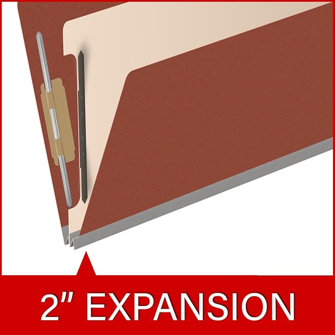 25 Pt. Pressboard Classification Folders, 2/5 Cut ROC Top Tab, Legal Size, 1 Divider, Brick Red (Box of 10) - Image 7
