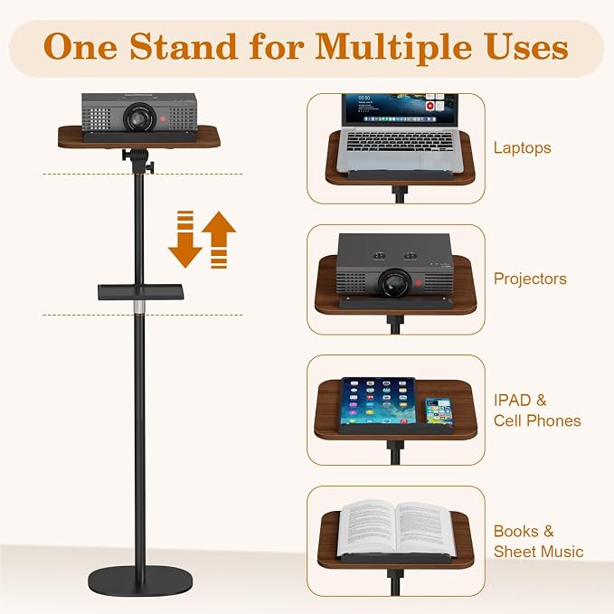 Snughome Floor Book Stand with Removable Tray, Wood Standing Book Stand for Reading, Height Adjustment 21"-51", Music Stand Cookbook Stand Textbook Stand Laptop Stand Book Holder for Display - Image 7