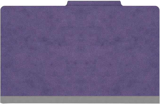 25 Pt. Pressboard Classification Folders, 2/5 Cut ROC Top Tab, Legal Size, 1 Divider, Purple (Box of 10) - Image 3