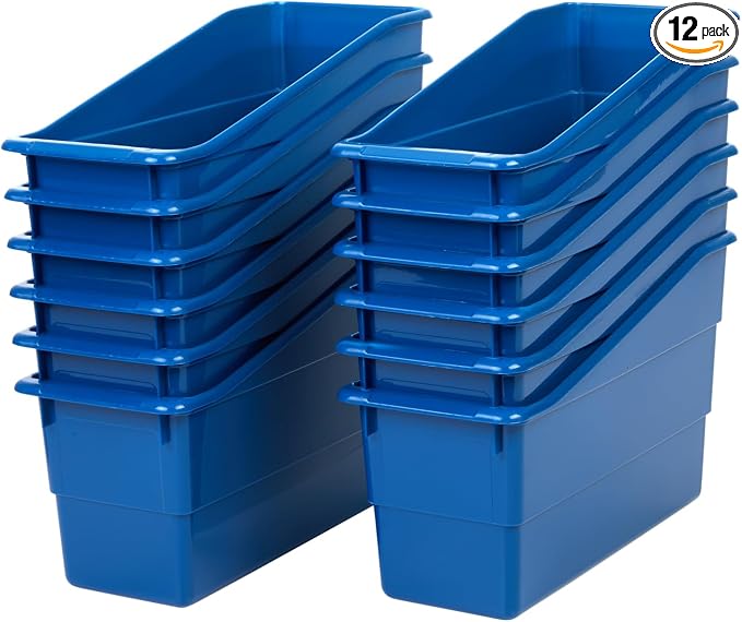 Really Good Stuff Durable Book & Binder Holders 12-Pack, Blue | Ideal for Narrow or Vertical Storage Needs, Book, Magazine, File Folder, & Binder Holders, Classroom Organization Made Easy by ReallyGoodStuff