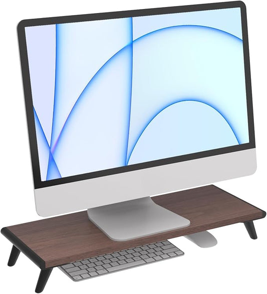 loukin Monitor Stand Riser for Desk, 22.4" × 8.2" Computer Stand, Brown | Supports 22 lb, No Installation Required, Water-Resistant Surface, Fits Laptops and Printers, Ergonomic Design by LOUKIN