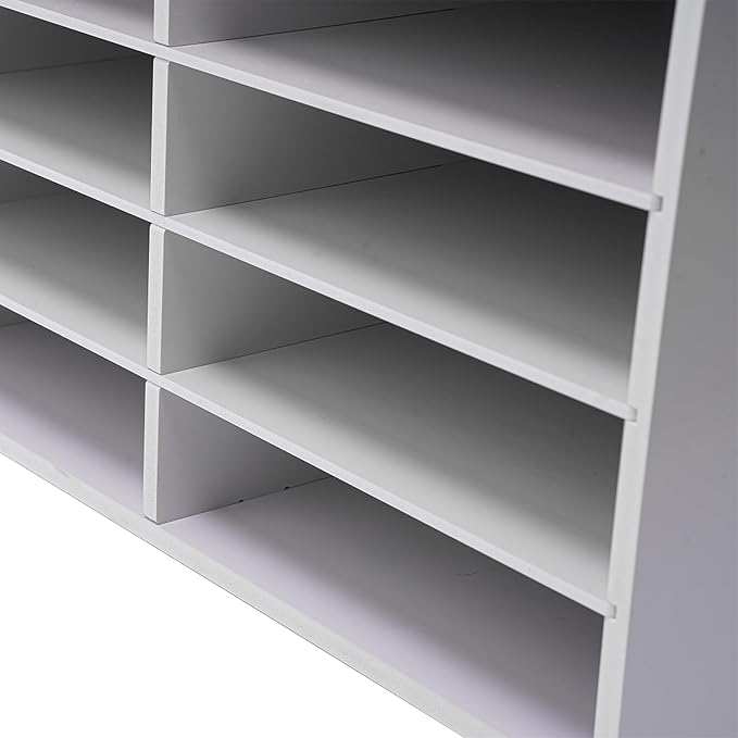 Literature Organizer 12 Slots Desk File Literature Sorter Mailbox Sorter Paper and Mail Organizer Desktop Paper Storage Holder for Home, Office and Classroom (31.46*12.13*11.81in, White) - Image 5