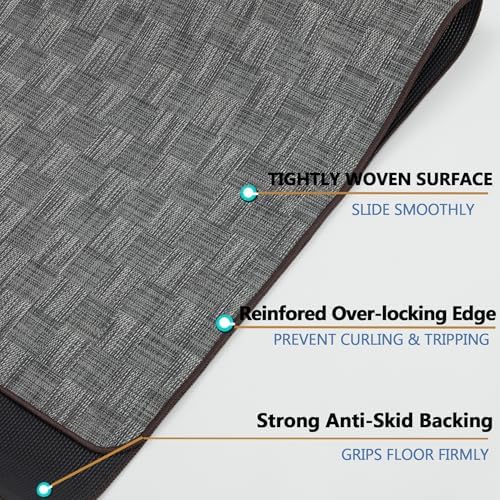 Chair Mat for Hardwood & Tile Floor, 47" x 52" Heavy Duty Office Chair Mat for Rolling Chairs, Anti Slip, Non-Curve, Floor Protector for Home Office, Charcoal Grid - Image 3