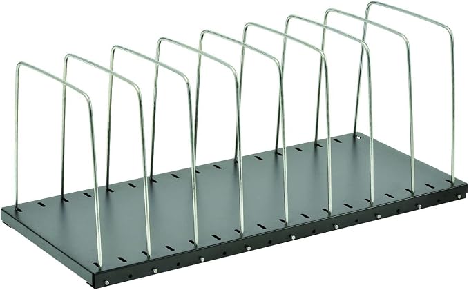 MMF Industries STEELMASTER Adjustable Desk File Organizer Rack | 8 Compartments | Wire Dividers | Black | Scratch & Chip-Resistant Finish | Non-slip Padded Feet | Office Organization - Image 4