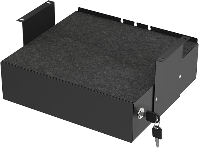Under Desk Drawer with Lock, 13.8 Inch Slide-Out Metal Storage Drawer,Black | Steel Undermount Drawer, Standing Desk Drawers with Cable Management for Office & Home - Image 8