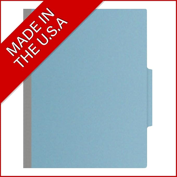 25 Pt. Pressboard Classification Folders, 2/5 Cut ROC Top Tab, Letter Size, 1 Pocket Divider, Light Blue (Box of 10) - Image 5