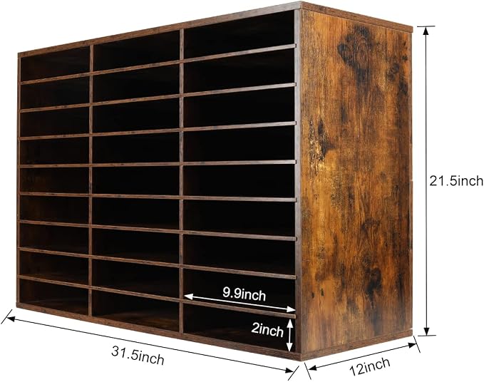 Wood Literature Organizer Mail Sorter Student Mailbox for Classroom Desktop Bill Paper Holder for Office Home School, 27 Compartments, Antique Brown - Image 4